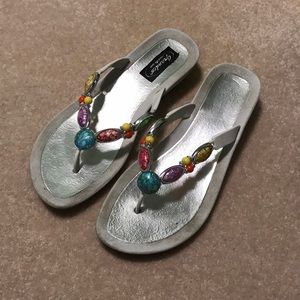 White jeweled sandals